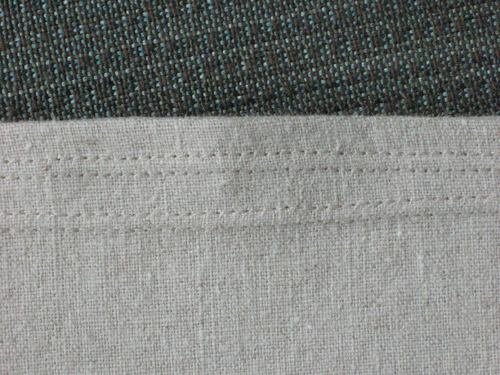 Right-side view of hem, with a double row of double stitching
