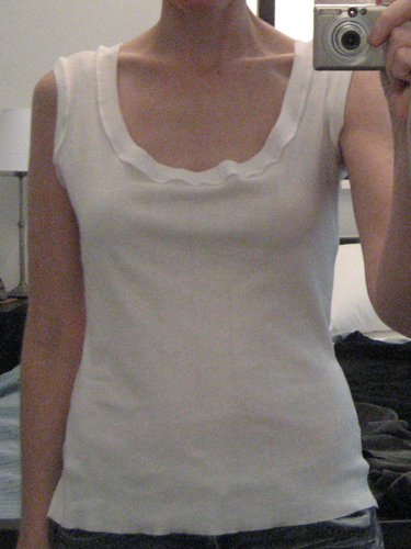 Finished tank top #1, with a saggy baggy neckline