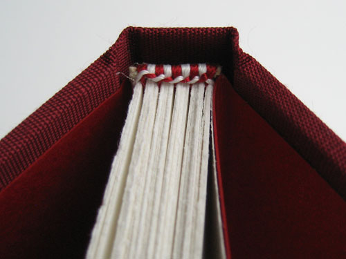 Inside view: White pages, red endsheets