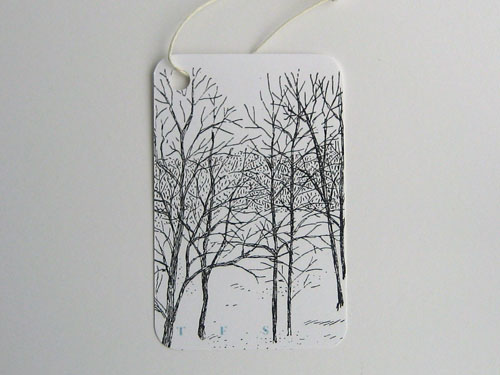 Gift card: barren trees in the snow, number one