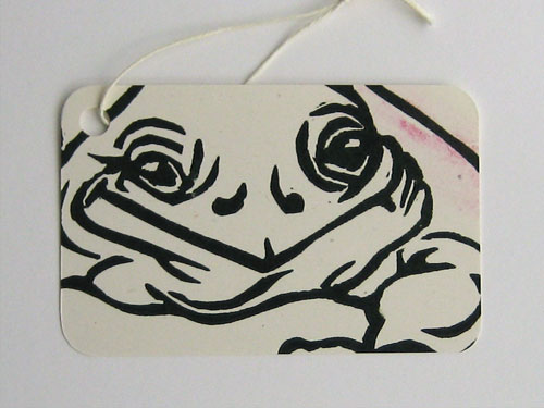 Gift card: bold line drawing of a fat toad