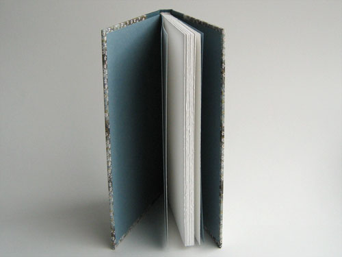 Open cover view: light blue end papers