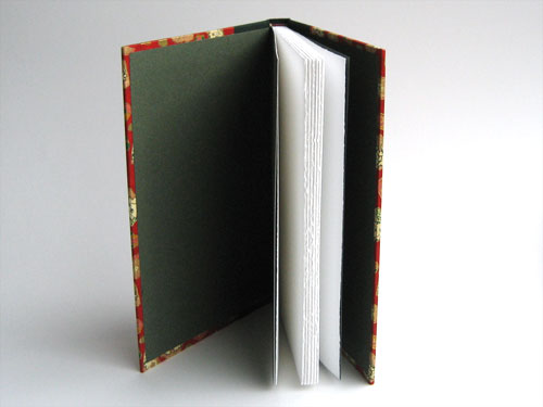 Open cover view: medium blue end papers