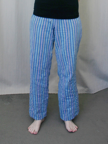 Brightly striped seersucker pants