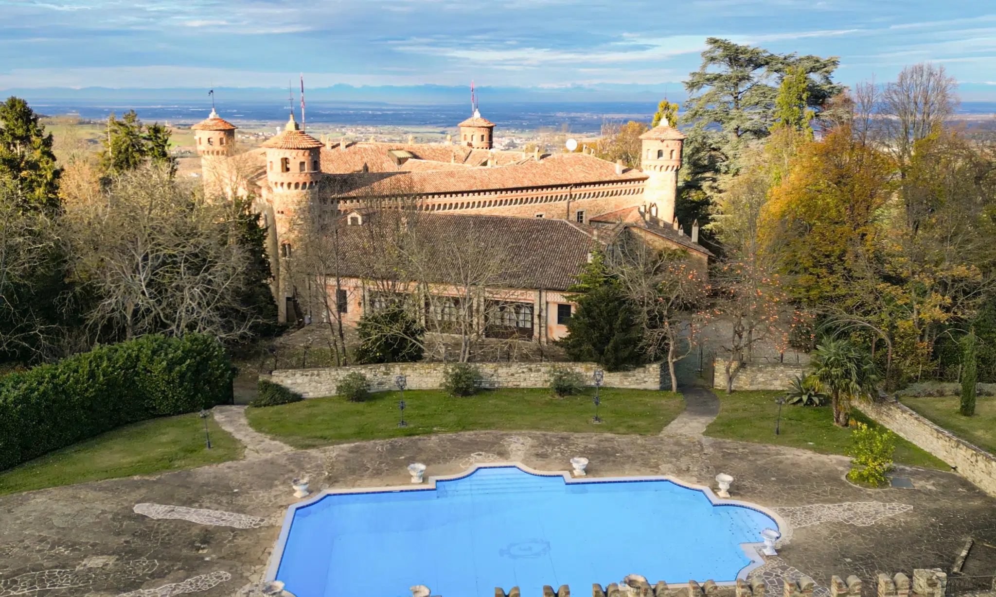 Historic castle for sale with pool near Milan, Italy